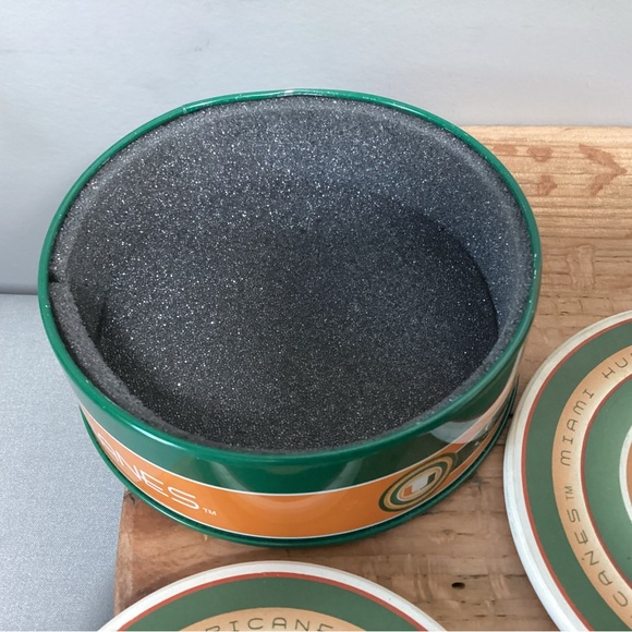 🟢 Miami Hurricanes College Football Ceramic Coaster Set in Metal Tin - Rare - Picture 11 of 16